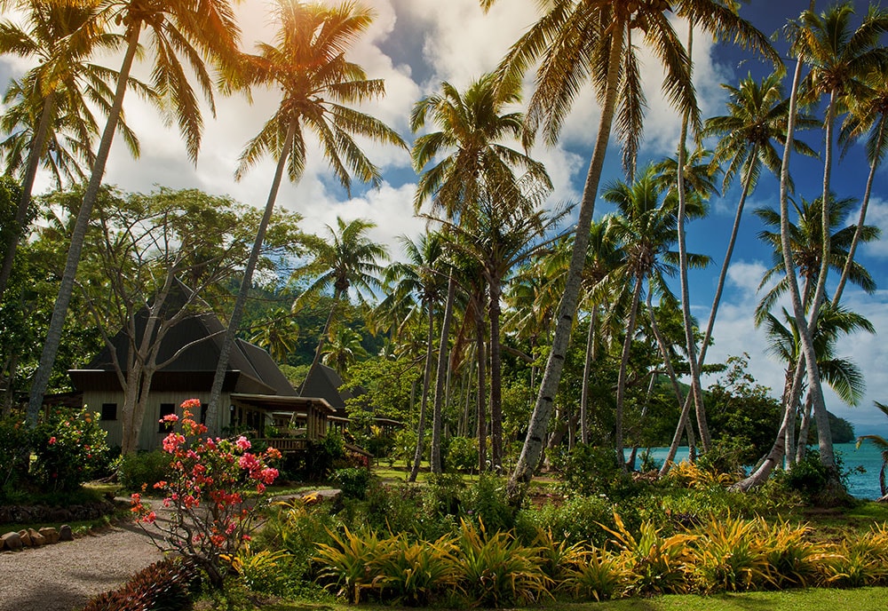 Cottages at Lalati Resort are built in traditional Fijian style, and feature porches with ocean views. Cottages at Lalati Resort are built in traditional Fijian style, and feature porches with ocean views.