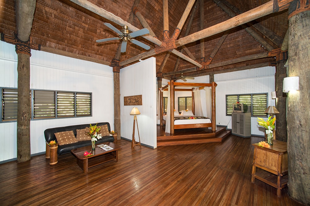Vaulted ceilings and rich woodwork add a sense of spacious comfort to the resort bures. Vaulted ceilings and rich woodwork add a sense of spacious comfort to the resort bures.