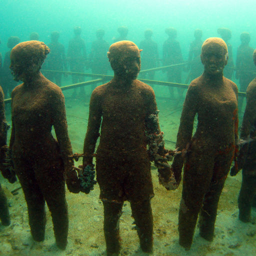 The Molinere Underwater Sculpture Park features a collection of ecologically friendly underwater contemporary art that will eventually become the foundation for new corals and sponges to grow on in the waters of Grenada