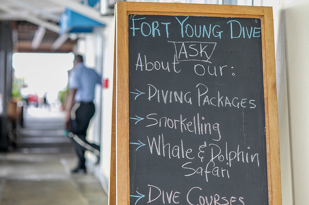 In addition to daily diving activities, Fort Young's aquatics center provides a range of water sports. In addition to daily diving activities, Fort Young's aquatics center provides a range of water sports.