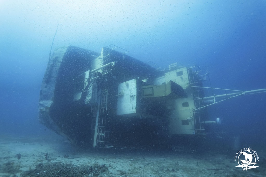 The former containership Anita now lies in 100 feet of water off the southwest coast of Grenada. The former containership Anita now lies in 100 feet of water off the southwest coast of Grenada.